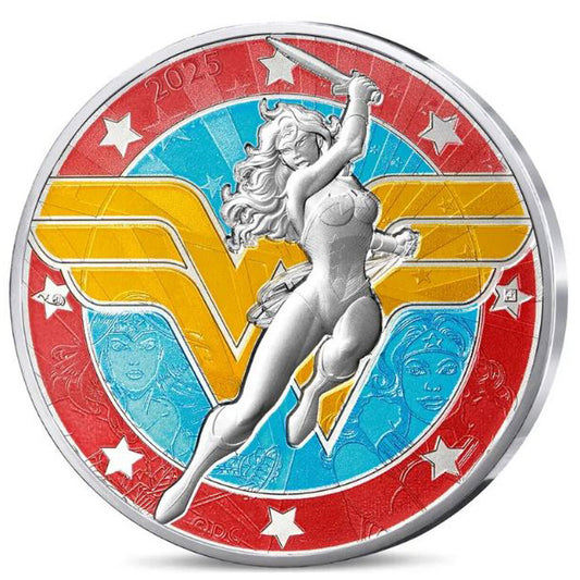 10 Euro Francúzsko 2025 - Wonder Woman Logo - kolorovaná