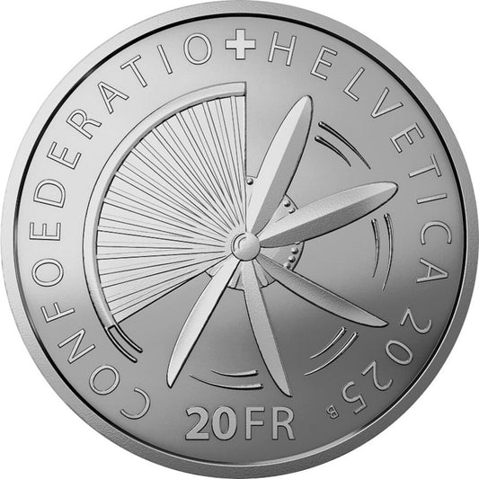 20 Francs Švajčiarsko 2025 - Priekopníci švajčiarskeho letectva - Proof