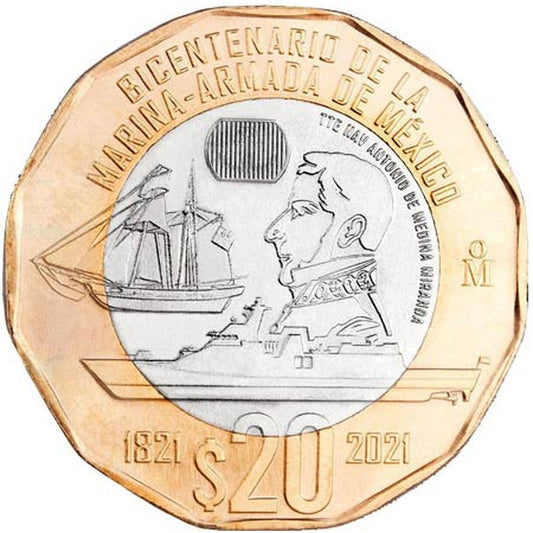 20 Pesos Mexico 2021 - Námorníctvo