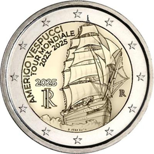 2 EURO Taliansko 2025 - Amerigo Vespucci
